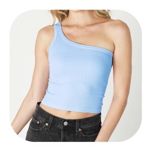 Nikibiki OS blue seamless one shoulder tank